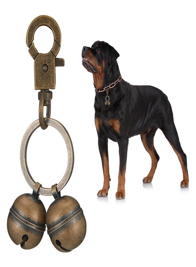 Qpets طوق كلب قابل للتعديل من كيو بيتس® مع جرس أمان، هدية عيد ميلاد أنيقة للحيوانات الأليفة، إكسسوار معدني نحاسي عتيق للحيوانات الأليفة مع مشبك سريع الفتح وسلسلة مفاتيح مضادة للضياع للكلاب - Image 1